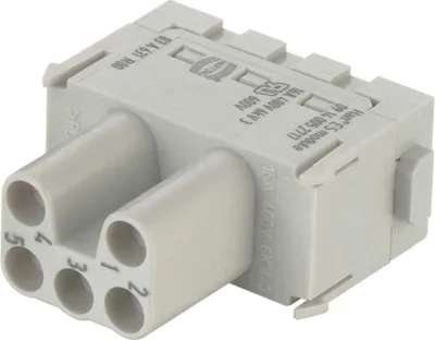 Produktbild von HARTING Han ES Modul Buchseneinsatz (F) Käfigzugfederanschluss, 5-polig 400V, 16A - 1 Stück