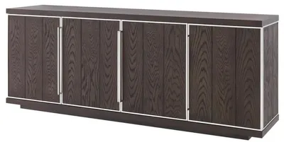 Produktbild von Casa Padrino Luxus Sideboard mit 4 Türen Braun / Silber 200 x 49,5 x H. 78 cm - Wohnzimmerschrank - Büroschrank - Kommode - Luxus Qualität