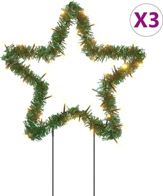 Obrázok produktu pre vidaXL Poinsettias so zemnými hrotmi 3 ks 50 LED 29 cm