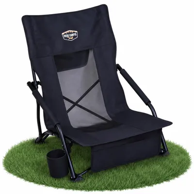 Produktbild von Fuchs Camper Strandstuhl klappbar – Campingstuhl mit hoher Rückenlehne & Mesh-Gewebe – Faltbarer Outdoor Stuhl mit Getränkehalter und Taschen