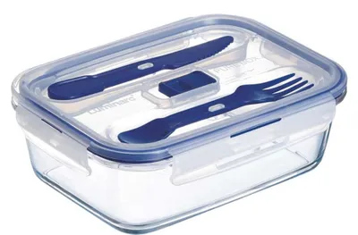 Obrázok produktu pre Priehľadná obdĺžniková nádoba s príborom – 6 kusov