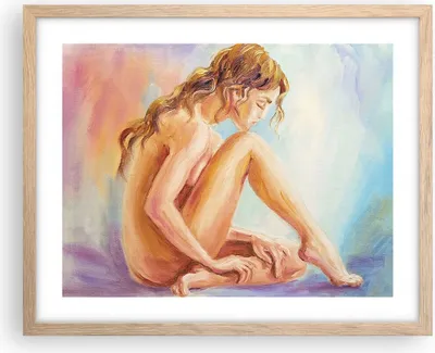 Produktbild von Gerahmtes Poster - Rahmen in heller Eiche - Frau Nacktheit Abgesehen von - 50x40 cm - Wand Bild - Wanddeko - Wandbilder - Wandposter - Bilderrahmen - Bilder - Kunstdruck - Wandbild - P2NAA50x40-4174
