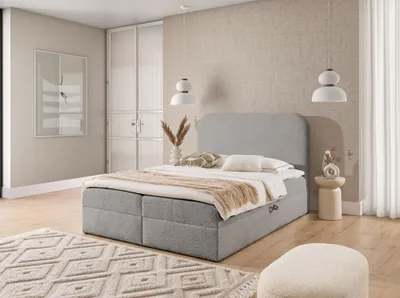 Obrázok produktu pre Manželská kontinentálna posteľ 200x200 GADALUPA - svetlo šedá + topper