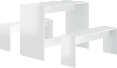 Produktbild von vidaXL 3-tlg. Essgruppe Hochglanz-Weiß Holzwerkstoff