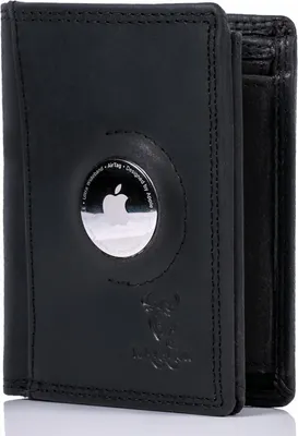 Produktbild von Slim Leder Geldbörse mit AirTag Fach RFID Schutz Münzfach Kartenetui kompaktes Herren Wallet mit Geschenkbox hochwertig und langlebig