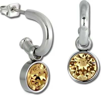 Image de Amello Boucles d'oreilles en acier inoxydable Femme Créoles ambre scintillant zirconias ESOS02Y