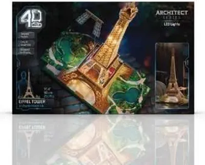 Image de 4D Build - Puzzle 3D - Tour Eiffel illuminée - 252 pièces - 90 cm - dès 12 ans