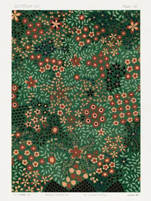 Obrázek produktu pro Plakát 30x40 cm Japonský květinový vzor, G.A. Audsley do obývacího pokoje