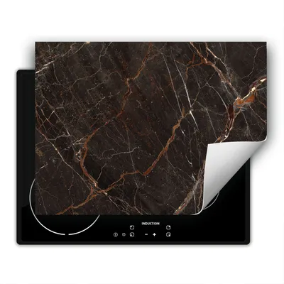 Produktbild von DarHaus Herdabdeckplatte 70x52 cm Anti Rutsch Matte Aufrollbar, Brozne - Marmor