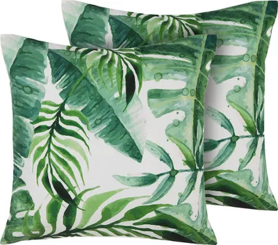 Obrázek produktu pro BELIANI Sada 2 zahradních polštářů Zelený listový motiv Polyester Čtverec 45 x 45 cm, vodotěsný, moderní design