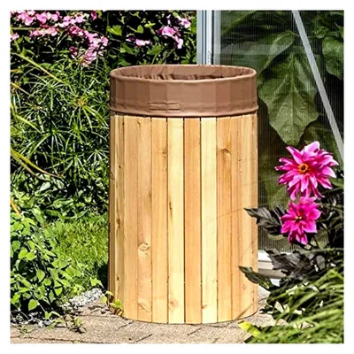Produktbild von Regenfass 100 L – Massives Lärchenholz & Frostsicher – Hergestellt in Deutschland – Holzfass Wassertonne mit robuster brauner Innenfolie – Ø 46 x H 75 cm
