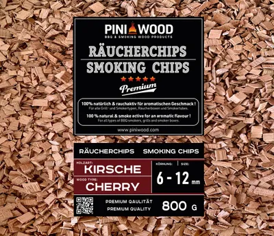 Produktbild von PINI 800 g Räucherchips Kirsche 6-12 mm Smoking Chips Räucherspäne