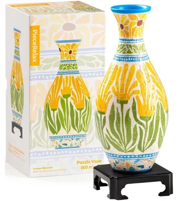 Produktbild von 3D Puzzle Blumenvase Summer Blossom 160 Teile Gelb 11x11x24 cm