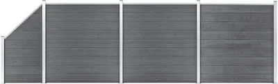 Produktbild von "im Angebot" WPC Zaun-Set 3 Quadrate + 1 Schräge 619x186 cm Grau - Metallzäune CC2429