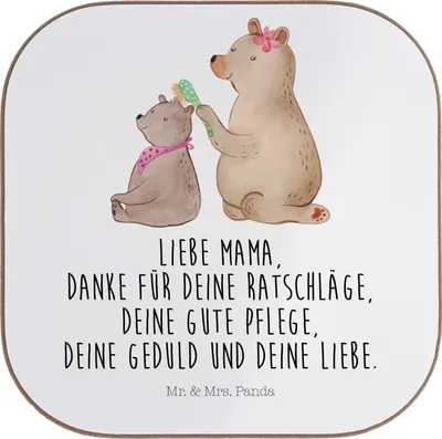 Produktbild von Mr. & Mrs. Panda Untersetzer für Gläser Bär Kind - Weiß - Geschenk, gläseruntersetzer, bieruntersetzer, Muttertag, Mutter, Mama, Coaster, Tischuntersetzer