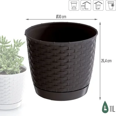 Obrázok produktu pre Kvetináč RATOLLA ROUND DRLO 30 cm Farba: Tmavohnedá farba