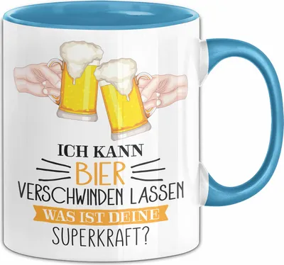 Produktbild von Bier-Liebhaber Tasse Geschenk Ich Kann Bier Verschwinden Lassen Was Ist Deine Superkraft (Blau)