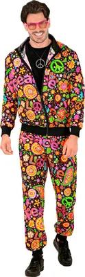 Produktbild von 80er Jahre Hippie Trainingsanzug Gr. S-XXL – Uni - Peace M - 170-175cm