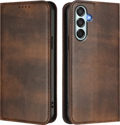 Produktbild von Handyhülle für Samsung Galaxy M52 5G, Vintage Leder RFID Schutz Kartenfach Standfunktion Magnetische Klapphülle Braun