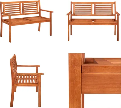 Zdjęcie produktu dla vidaXL 2-osobowa ławka ogrodowa 120 cm z litego drewna eukaliptusowego - Ławka ogrodowa - Ławki ogrodowe - Ławki tarasowe - Ławki tarasowe
