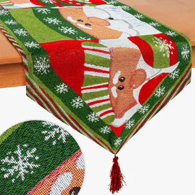 Obrázek produktu pro Vánoční běhoun na stůl 32x175cm Santa s třásněmi