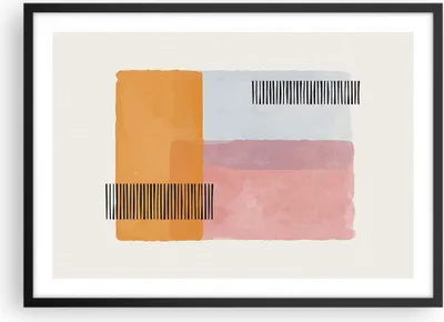 Produktbild von Gerahmtes Poster - Schwarzer Rahmen - Aquarell Rechtecke Linien - 70x50 cm - Wand Bild - Wanddeko - Wandbilder - Kunstposter - Wandposter - Bilderrahmen - Bilder - Kunstdruck - P2BAA70x50-4669
