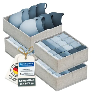 Productafbeelding van Blumtal opvouwbare opbergboxen, set van 3, ladeorganizer, perfect passend voor de PAX kast (75 cm). Geschikt voor bh's, T-shirts, sokken