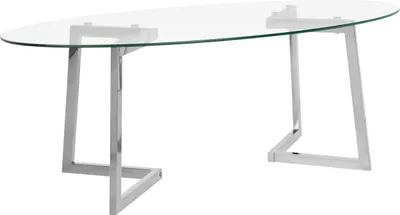 Produktbild von BELIANI Couchtisch Transparent Silber 60 x 120 cm Glasplatte mit Edelstahl Universell einsetzbar Oval Modern