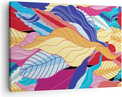 Produktbild von Bild auf Leinwand - Leinwandbild - Einteilig - Muster Blätter bunt - 70x50cm - Wand Bild - Wanddeko - Wandbilder - Leinwanddruck - Bilder - Wanddekoration - Leinwand bilder - Wandbild - AA70x50-4269