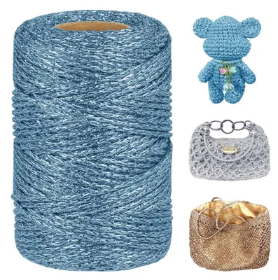 Produktbild von Metallic Häkelgarn 3mm x 100m Hellblau Polyester Glitzergarn
