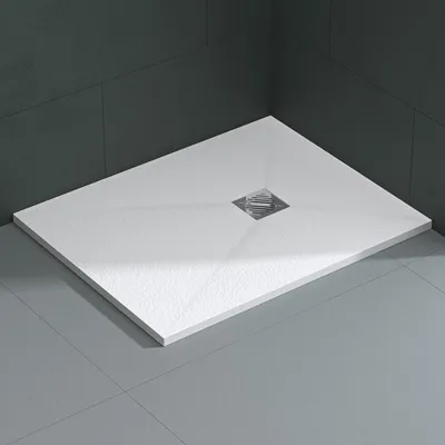Produktbild von Mai & Mai Duschwanne 80x100x3cm Duschtasse aus Mineralguss Mineralgusswan inkl. Ablaufgarnitur06 Weiß Rechteckig DIN-Anschlüsse Geoma09
