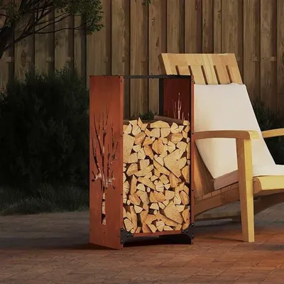 Imagen del producto de Estante para leña de acero resistente a la intemperie, dimensiones 40 x 30 x 80 cm. Estante para leña de chimenea, ideal para almacenar hasta 30 kg, apto para jardín y espacio interior