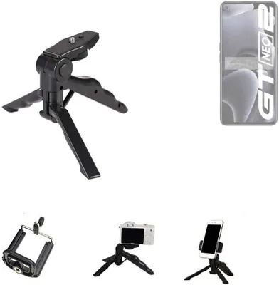 Produktbild von K-S-Trade Stativ Tisch-Ständer Dreibein Handy-Stativ Ständer kompatibel mit Realme Gt Neo 2 Mini-Stativ Smartphone Tripod Handy-Stativ aus Plastik