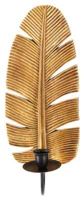 Produktbild von Mauro Ferretti Wandkerzenhalter Blatt goldfarben schwarz 12,8x8,9x31,2 cm