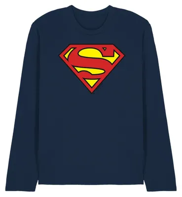 Image de T-shirt "Classique" Superman, manches longues, modèle unie pour hommes/femmes, référence TV40956 (taille S), couleur marine
