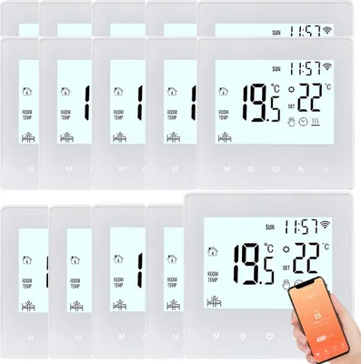 Produktbild von 15X Digital LCD Tuya WiFi Raumthermostat, Programmierbares Thermostat fuer 3A Warmwasserbereitung ,Wandthermostat Unterputz Fu?bodenheizung Innenthermometer Temperaturregler, Weiß