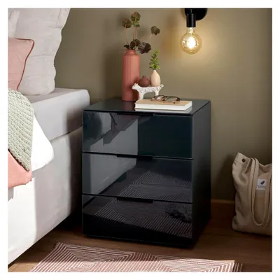 Produktbild von Nachttisch in Graphit - Moderner Nachtschrank mit Schubladen und viel Stauraum - 46 x 53 x 40 cm (B/H/T)