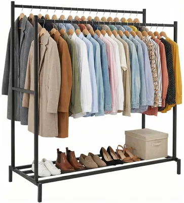 Produktbild von Karita Kleiderständer mit Schuhablage | Farbe: Schwarz | Abmessungen: 150x62x160 cm