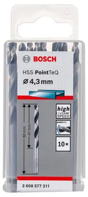 Zdjęcie produktu dla Bosch 2 608 577 211, Wiertarka, Wiertło spiralne, 4,3 mm, 80 mm, Żeliwo, Stal, 4,7 cm