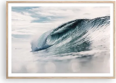 Produktbild von Gerahmtes Poster - Rahmen in heller Eiche - Welle Meer Ozean - 100x70 cm - Wand Bild - Wanddeko - Wandbilder - Kunstposter - Wandposter - Bilderrahmen - Bilder - Kunstdruck - P2NAA100x70-4516