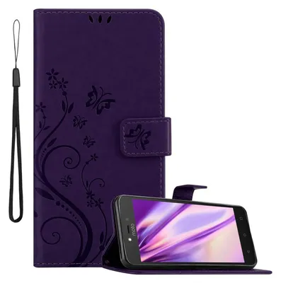 Immagine prodotto di Cadorabo cover per Motorola MOTO C PLUS cover protettiva in viola cover protettiva cover telefono cellulare cover fiori custodia fiore
