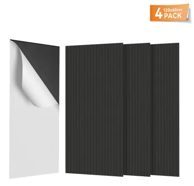 Obrázok produktu pre Akustické panely – polyesterové akustické panely – balenie 8 kusov – 120 x 60 cm – samolepiace – vhodné na steny a stropy – čierna farba