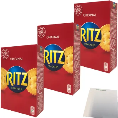 Produktbild von Ritz Cracker Salzgebäck perfekt auch zu Dips 3er Pack (3x200g Packung) + usy Block