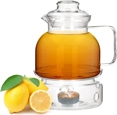 Produktbild von TEEKANNE mit Stövchen Deckel Glas Durchsichtig Kaffeekanne Glaskanne 1,5 L