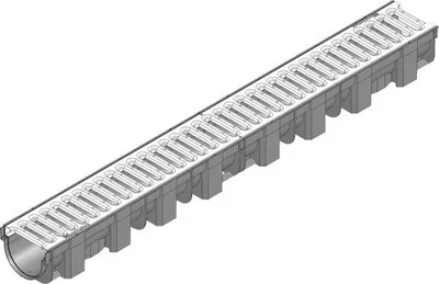 Produktbild von Hauraton TOP x Kunststoffrinne aus PP mit Klemm Stegrost Edelstahl 1000 mm x 119 mm x 89 mm