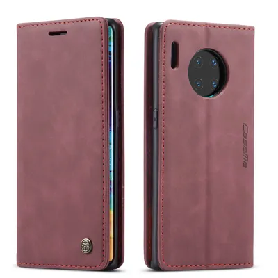 Immagine prodotto di Custodia Huawei Mate 30Pro, Custodia retrò in Finto cuoio, tasche per carte, chiusura magnetica, custodia con funzione stand per Huawei Mate 30Pro rosso