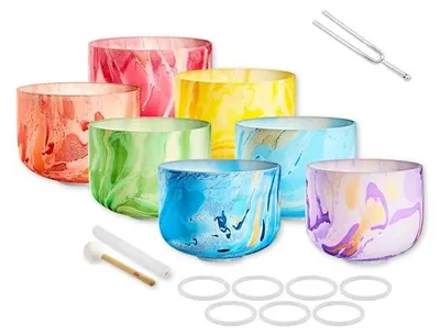 Produktbild von Meinl Sonic Energy Klangschalen Chakra-Set farbig mit Stimmgabel