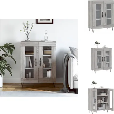 Immagine prodotto di vidaXL Credenza Grigio Sonoma 69,5x34x90 cm Materiale a base di legno - Credenze