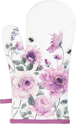 Obrázok produktu pre Rukavice do rúry Clayre & Eef 18x30 cm biele fialové bavlnené ruže