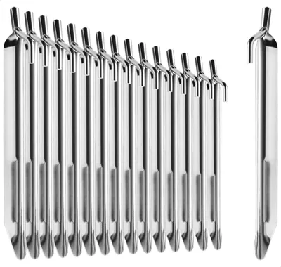 Productafbeelding van com-four® 16 stalen tentpennen - robuuste, V-vormige grondpennen